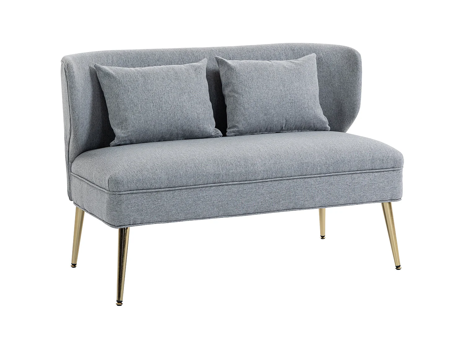 Rohaco 2 Seater Linen Effect Sofa Light Grey Wingback Metal Legs