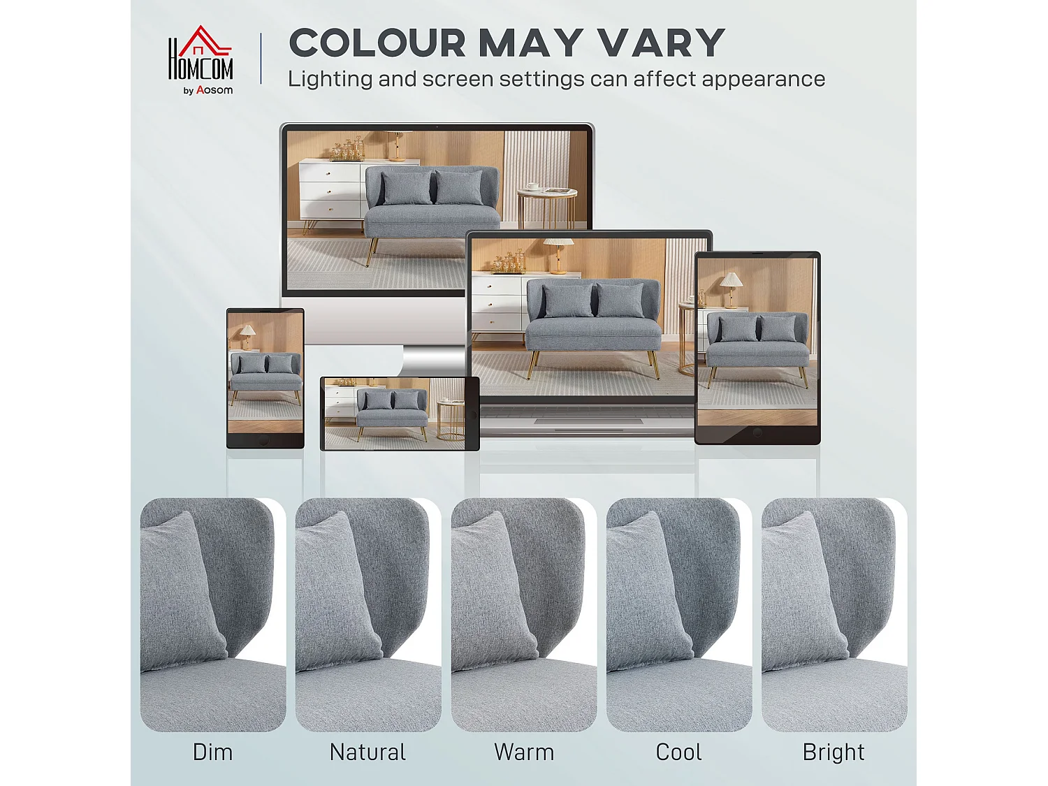 Rohaco 2 Seater Linen Effect Sofa Light Grey Wingback Metal Legs
