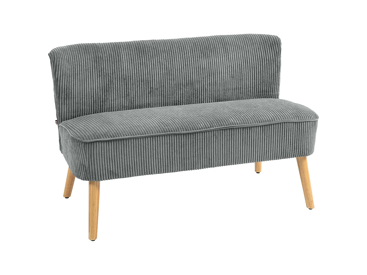 Dinovi Grey Corduroy 2 Seater Sofa Solid Wood Frame Pocket Springs