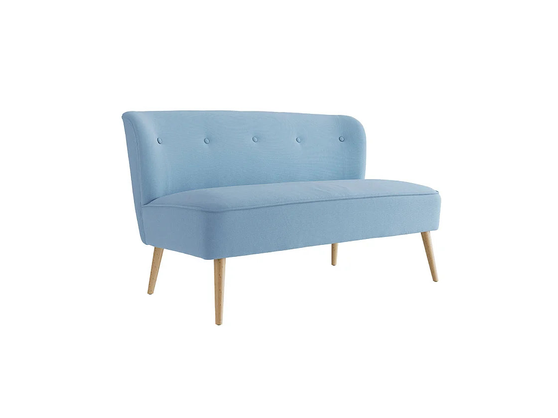 Hettie Cornflower Blue 2 Seater Sofa with Wooden Legs