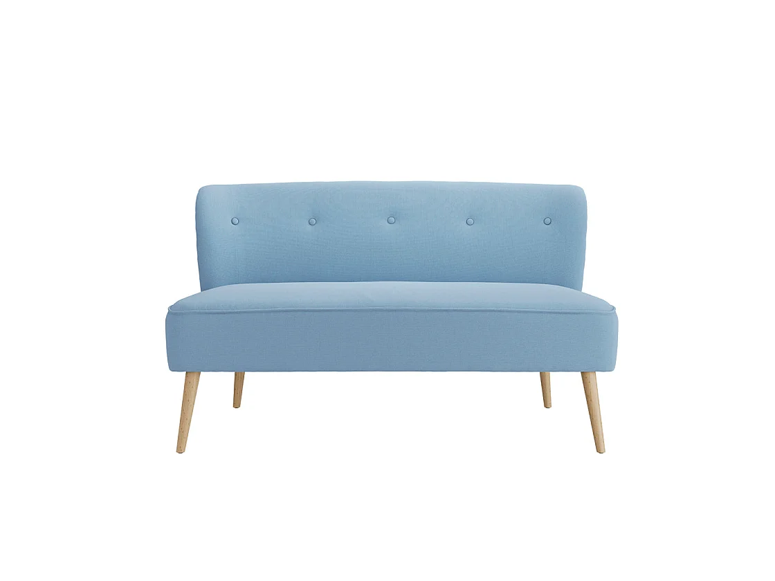Hettie Cornflower Blue 2 Seater Sofa with Wooden Legs