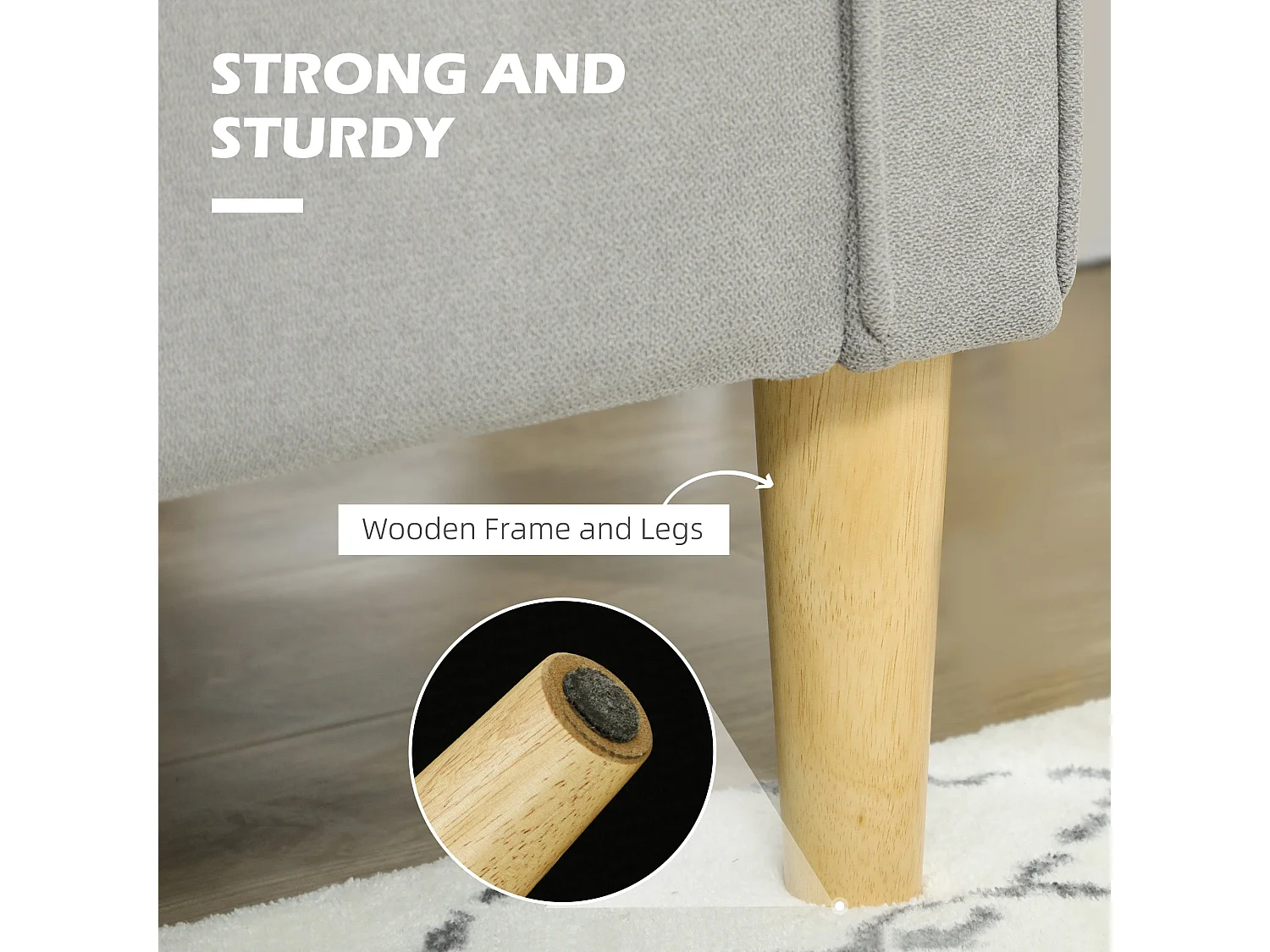 Pamo Compact 2 Seater Sofa Light Grey Fabric with Hidden Under Seat Storage and Tufted Cushions