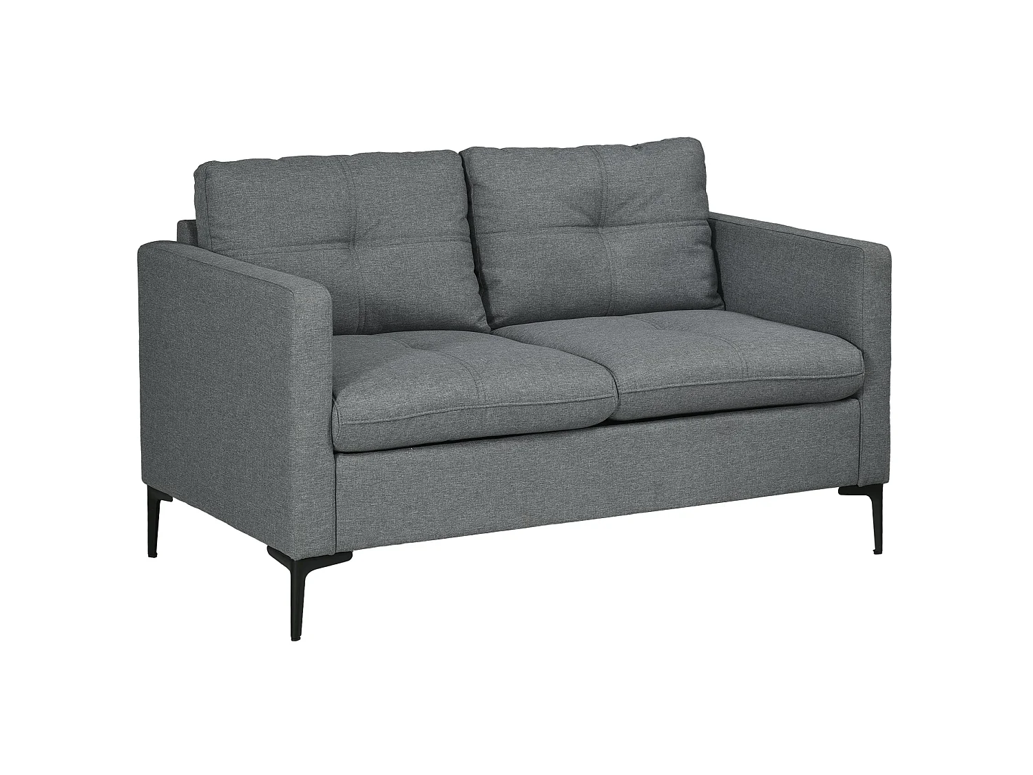 Malala Minimalist Grey 2 Seater Sofa with Steel Legs
