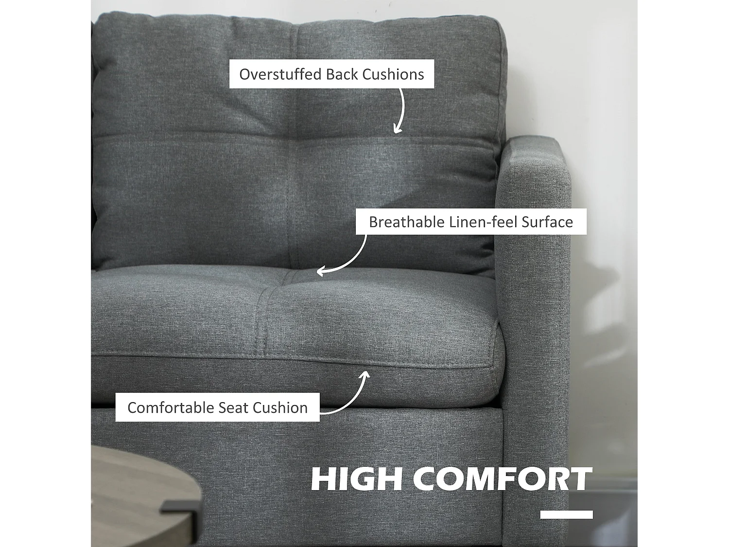 Malala Minimalist Grey 2 Seater Sofa with Steel Legs