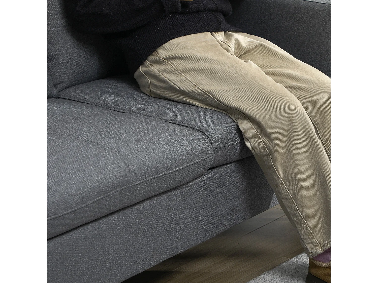 Malala Minimalist Grey 2 Seater Sofa with Steel Legs