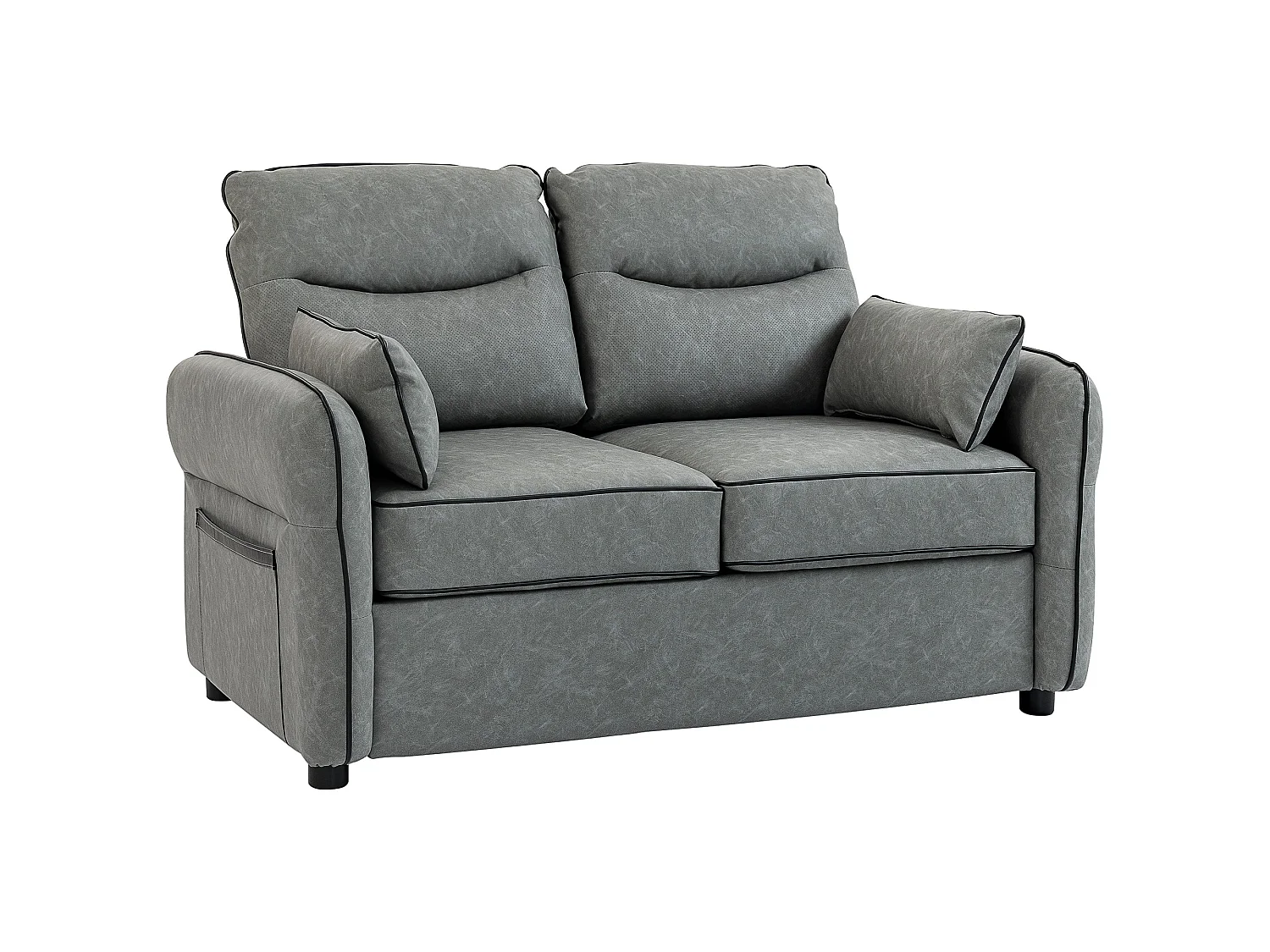 Pamazi Grey Faux Leather 2 Seater Sofa Modern Club Loveseat