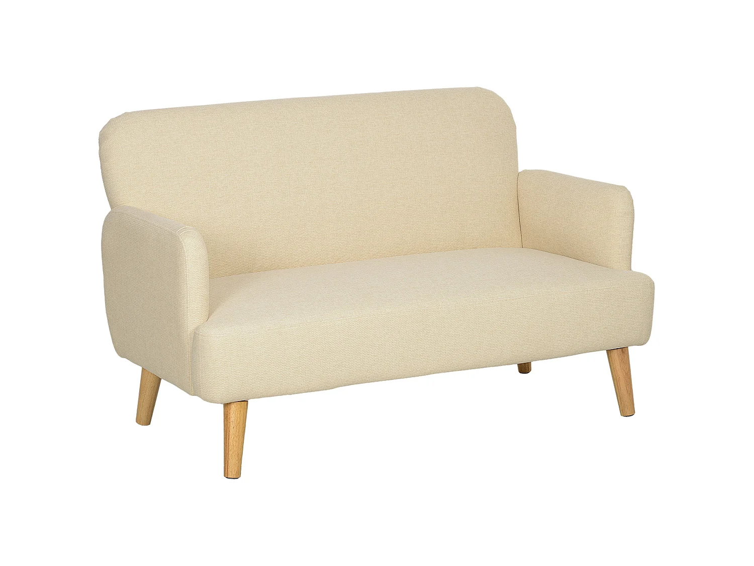 Zipato Velvet Cream 2 Seater Sofa Compact Padded Seat Wooden Legs