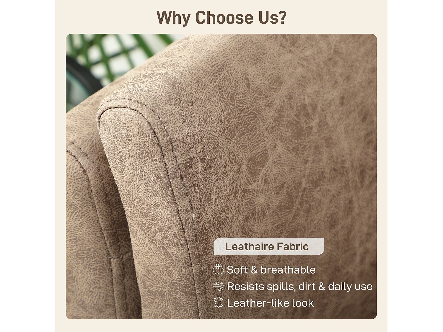 Vaha Light Brown Faux Leather 2 Seater Sofa
