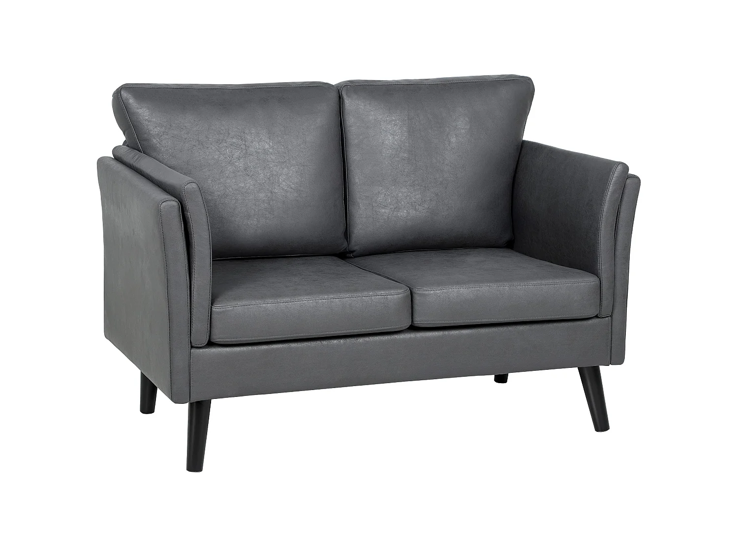 Ravi Grey Faux Leather 2 Seater Sofa Compact Club Design
