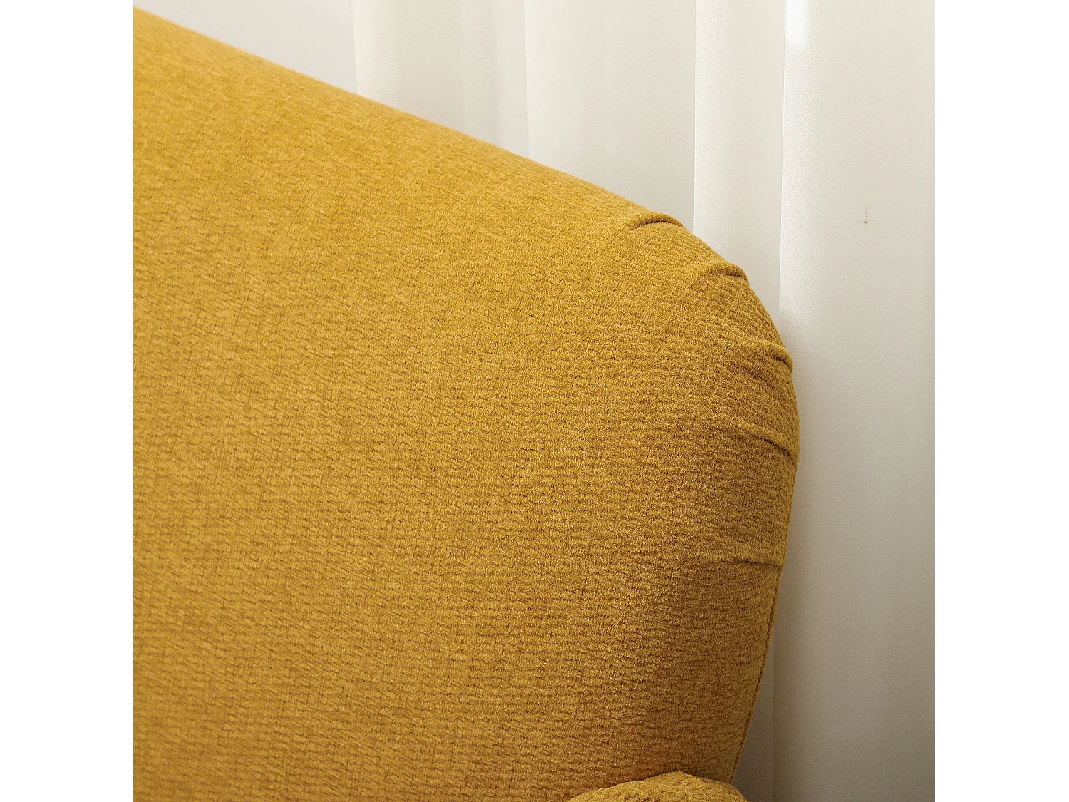 Rorore Yoro Velvet Yellow Compact 2 Seater Sofa Thick Padded Seat Wooden Legs