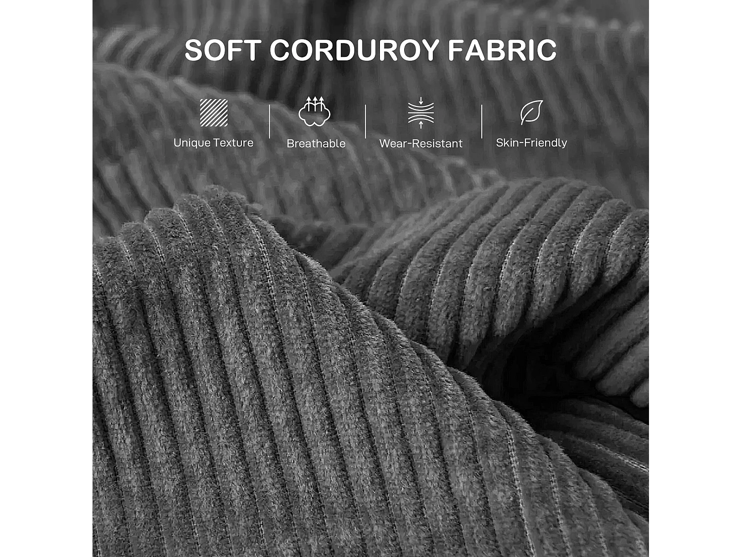 Mimi Corduroy Grey 3 Seater Sofa with Scatter Cushions