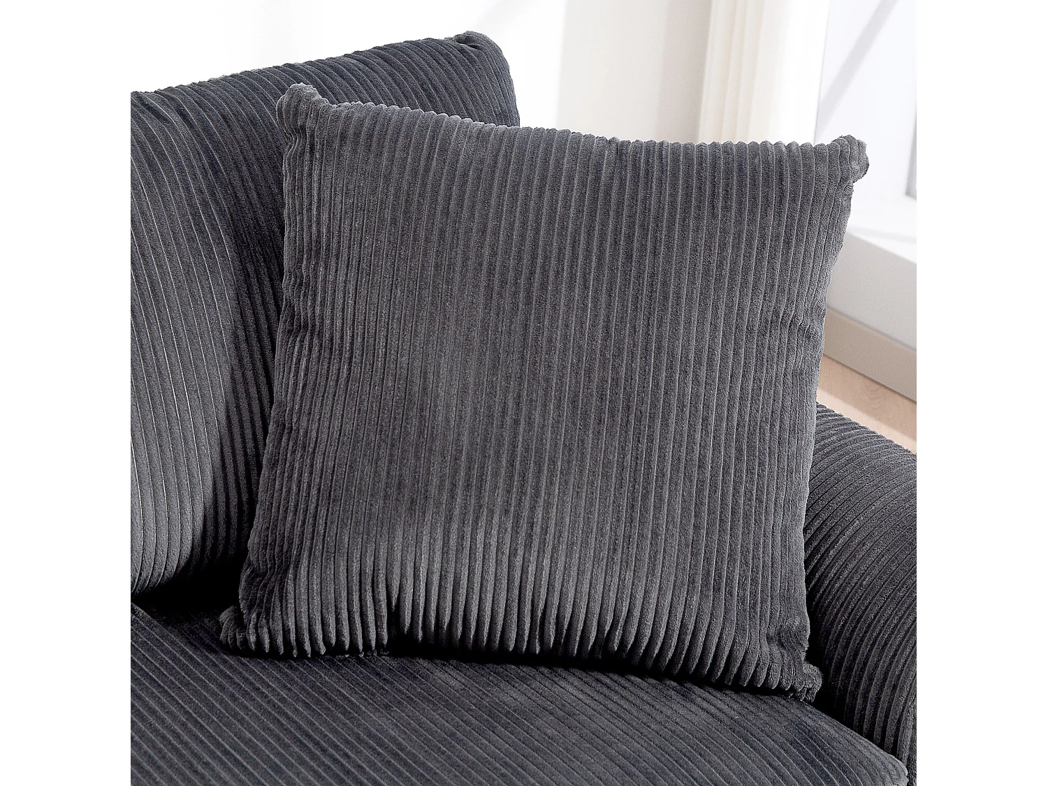 Mimi Corduroy Grey 3 Seater Sofa with Scatter Cushions