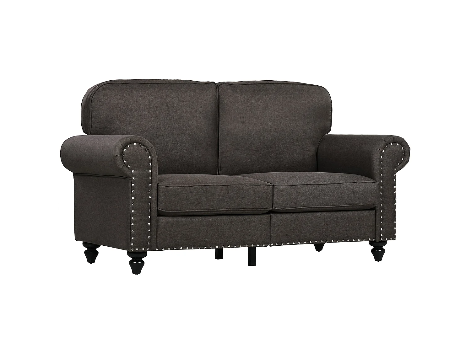Mile Dira Dark Brown 2 Seater Mid Century Sofa with Pocket Springs