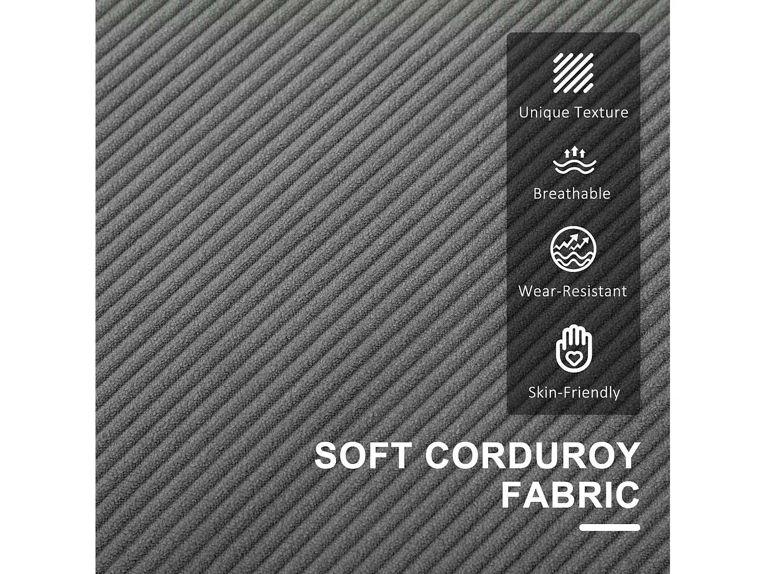 Sono Vare Grey Corduroy Compact 2 Seater Sofa with Under Seat Storage Natural Wooden Legs