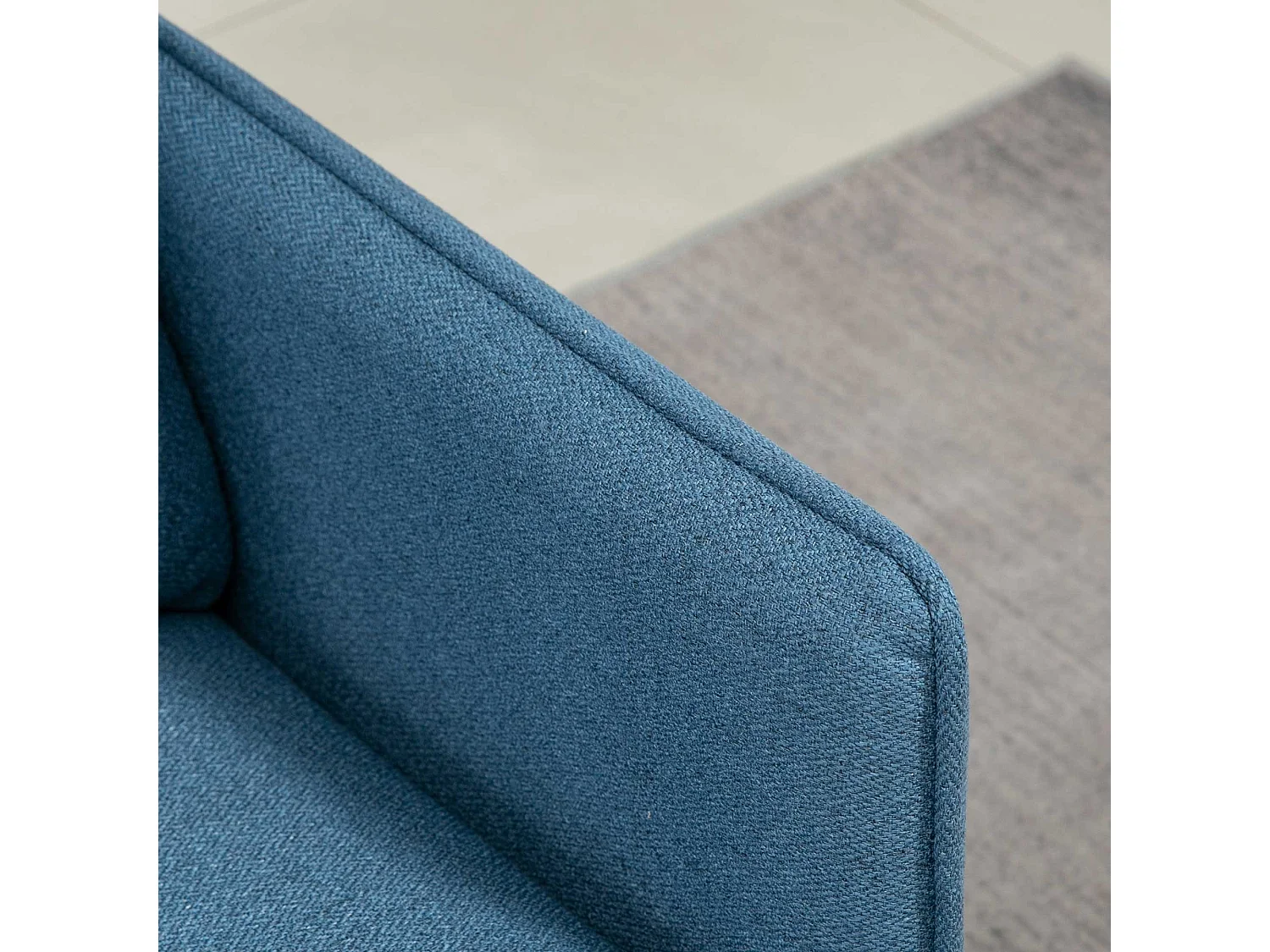 Mado 2 Seater Fabric Sofa Dark Blue Button Tufted Steel Legs