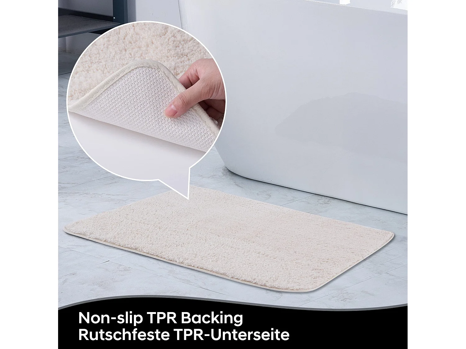 Tapis de Bain en Microfibre 50x80 cm, Antidérapant, Absorbant et Extra Doux, Séchage Rapide et Lavable en Machine, pour Salle de Bain, Douche et Déco