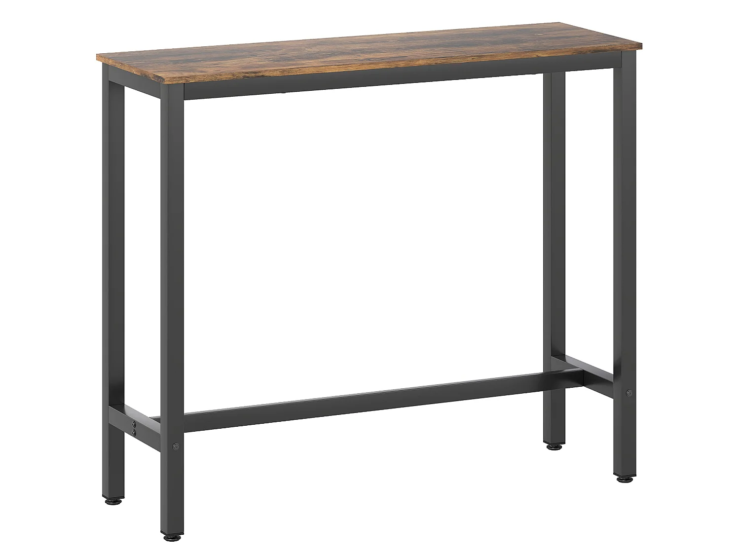 Bazila Rustic Brown Wood Effect Rectangular Bar Table Industrial Breakfast and Dining High Table