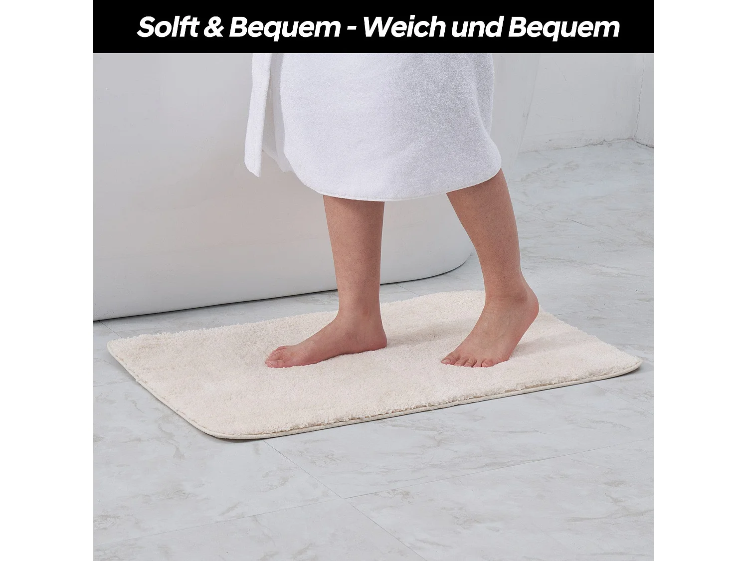 Tapis de Bain en Microfibre 60x120 cm, Antidérapant, Absorbant et Extra Doux, Séchage Rapide et Lavable en Machine, pour Salle de Bain, Douche et Déco