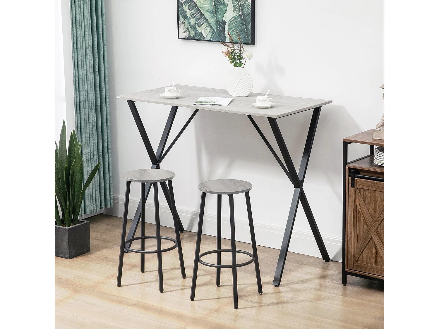 120cm White Wood Grain Rectangular Breakfast Bar Table Seats 4