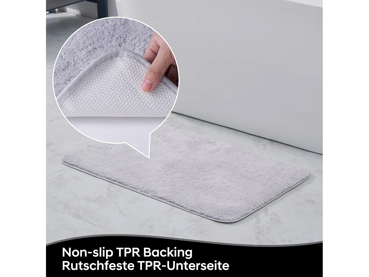 Tapis de Bain en Microfibre 50x80 cm, Antidérapant, Absorbant et Extra Doux, Séchage Rapide et Lavable en Machine, pour Salle de Bain, Douche et Déco