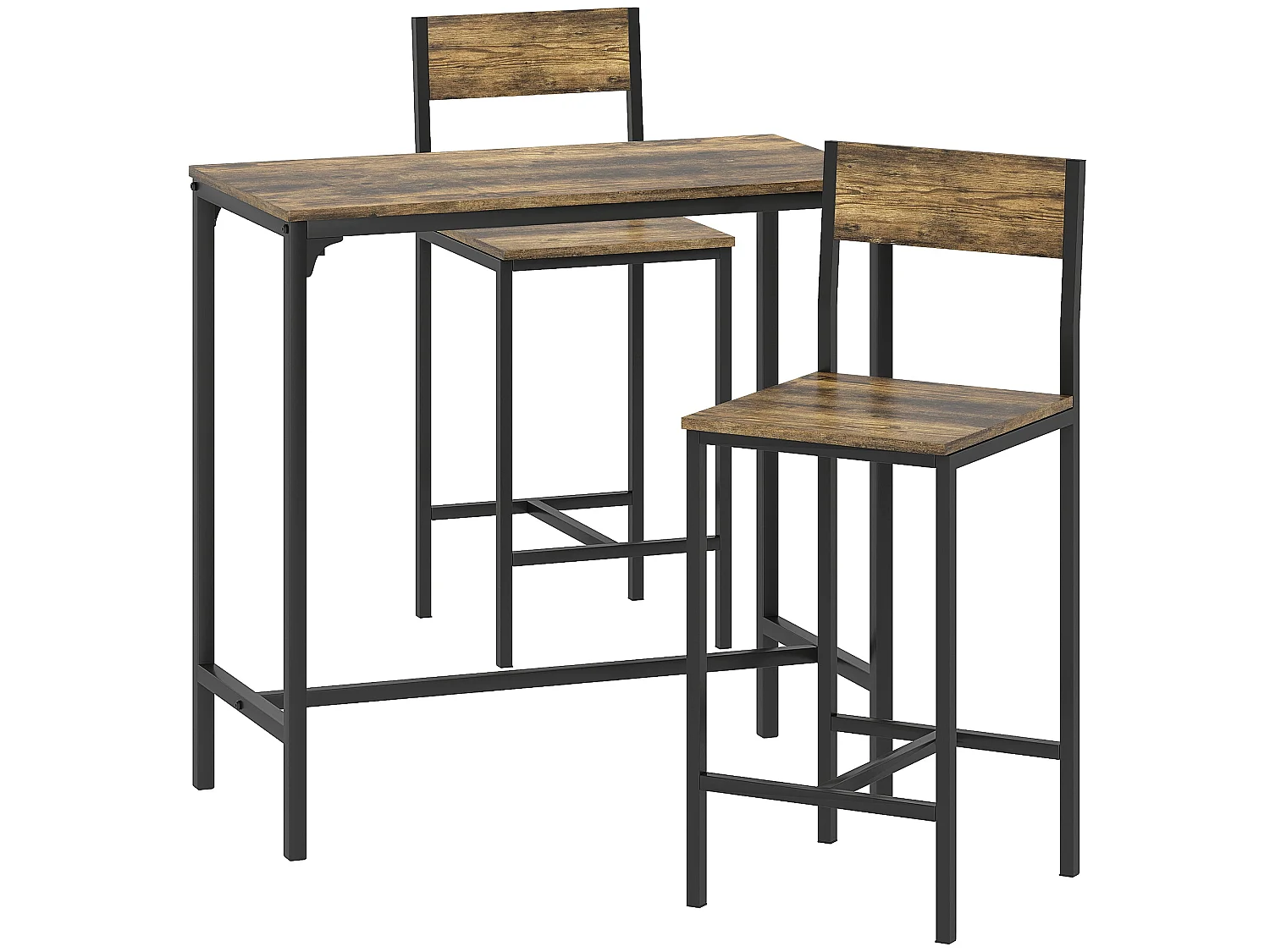 Torakeno 3 Piece Industrial Bar Table and 2 Stool Set for Compact Spaces