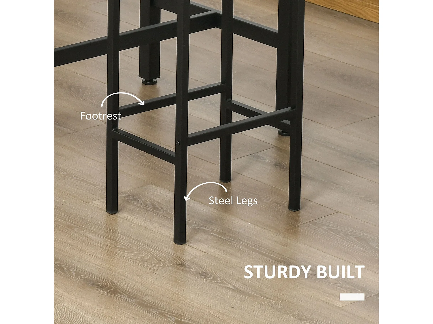Nofi 3 Piece Rustic Brown Metal and Wood Bar Dining Set with 2 Stools