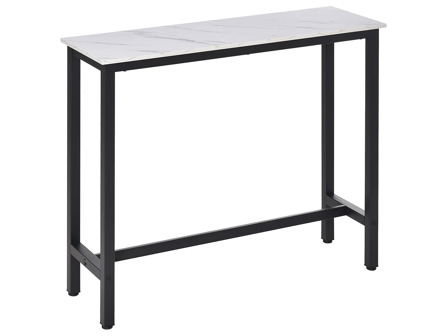 Nanotti Industrial Bar Table 120x40cm White and Black Marble Grain Top