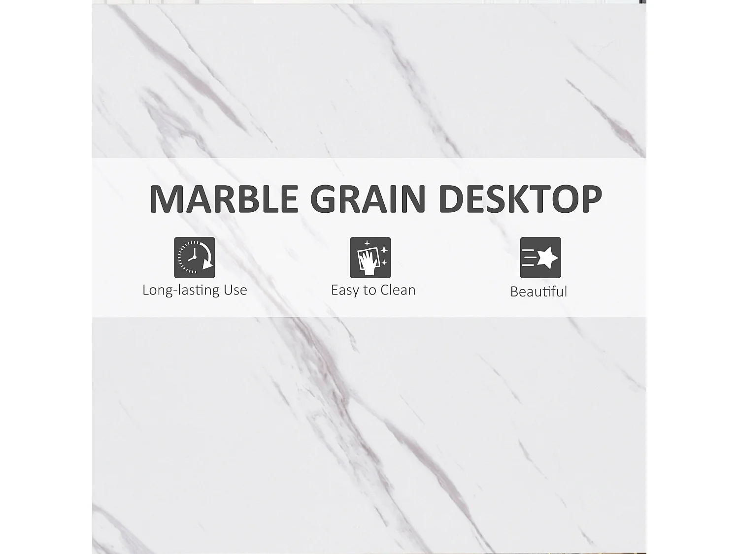 Nanotti Industrial Bar Table 120x40cm White and Black Marble Grain Top