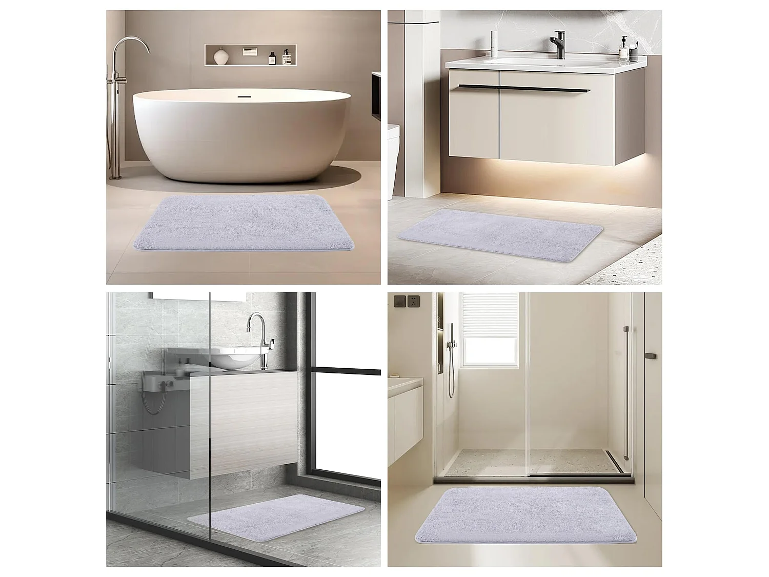 Tapis de Bain en Microfibre 60x120 cm, Antidérapant, Absorbant et Extra Doux, Séchage Rapide et Lavable en Machine, pour Salle de Bain, Douche et Déco