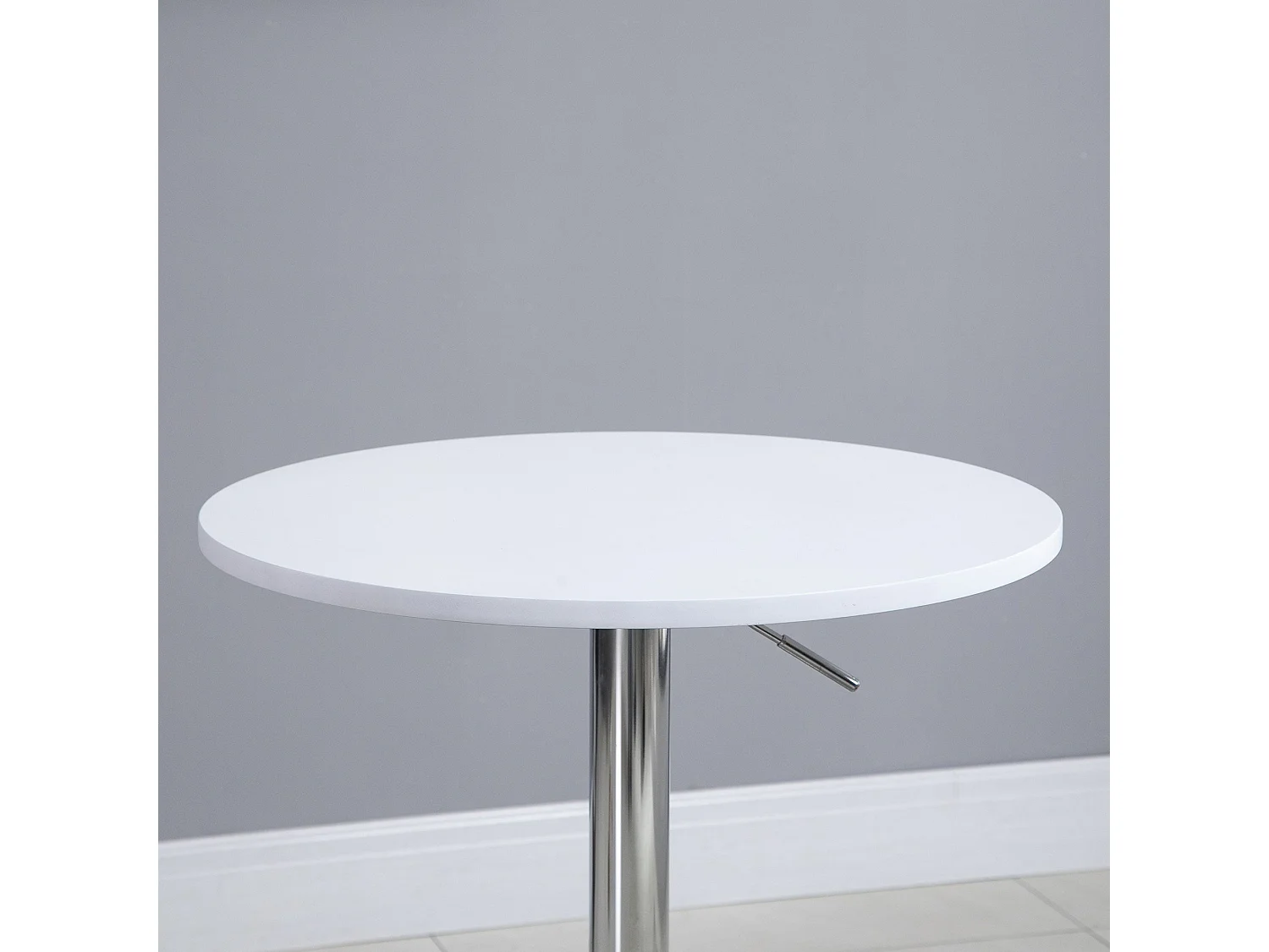 Rocolo White Adjustable 60cm Round Bar Table with Swivel Top