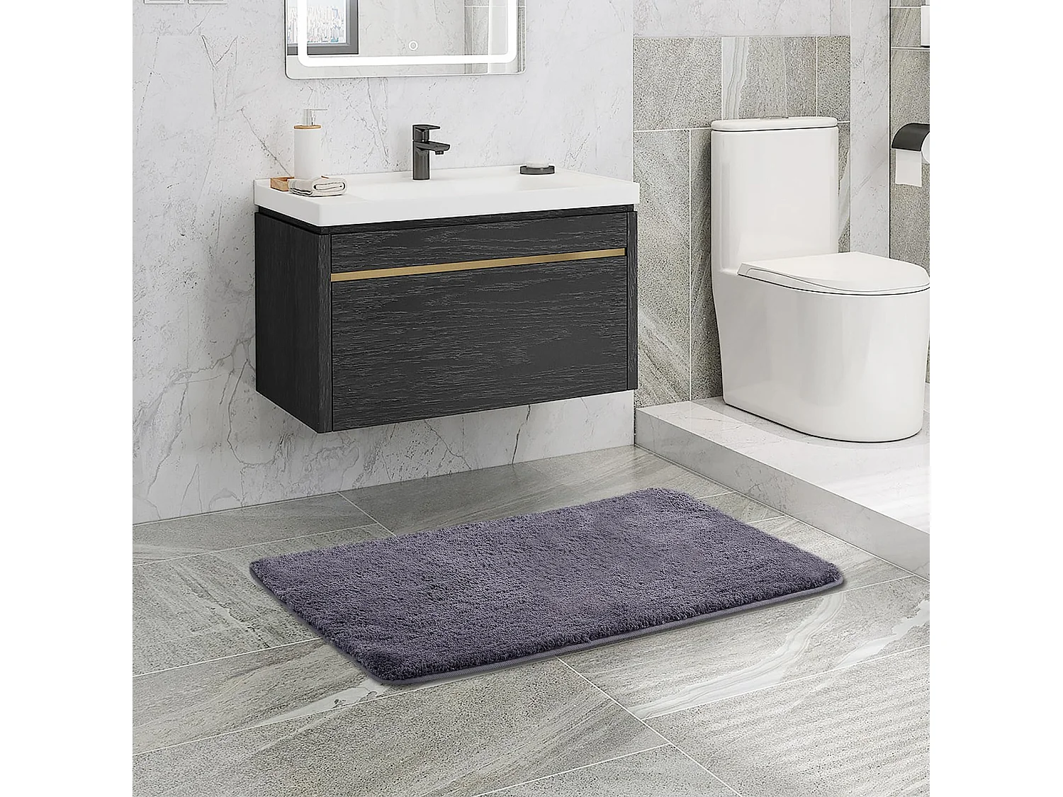 Tapis de Bain en Microfibre 50x80 cm, Antidérapant, Absorbant et Extra Doux, Séchage Rapide et Lavable en Machine, pour Salle de Bain, Douche et Déco