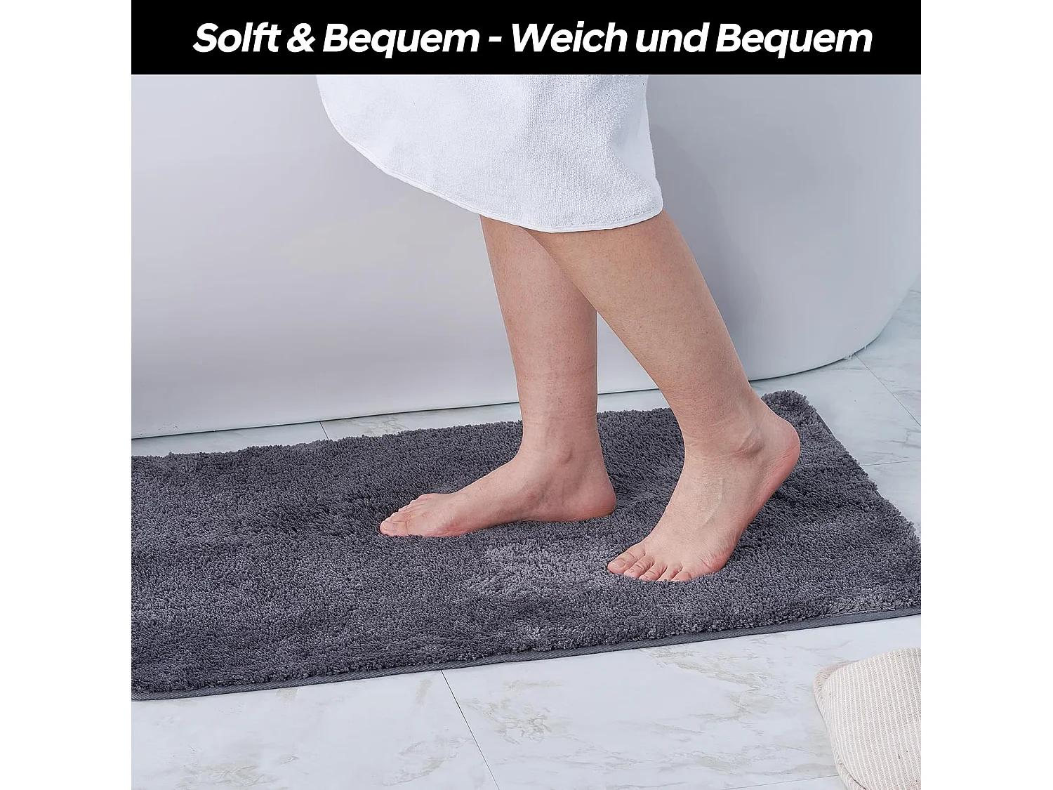 Tapis de Bain en Microfibre 50x80 cm, Antidérapant, Absorbant et Extra Doux, Séchage Rapide et Lavable en Machine, pour Salle de Bain, Douche et Déco