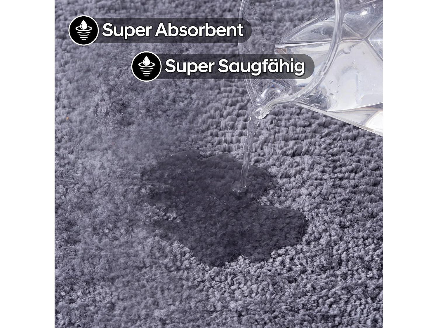 Tapis de Bain en Microfibre 50x80 cm, Antidérapant, Absorbant et Extra Doux, Séchage Rapide et Lavable en Machine, pour Salle de Bain, Douche et Déco