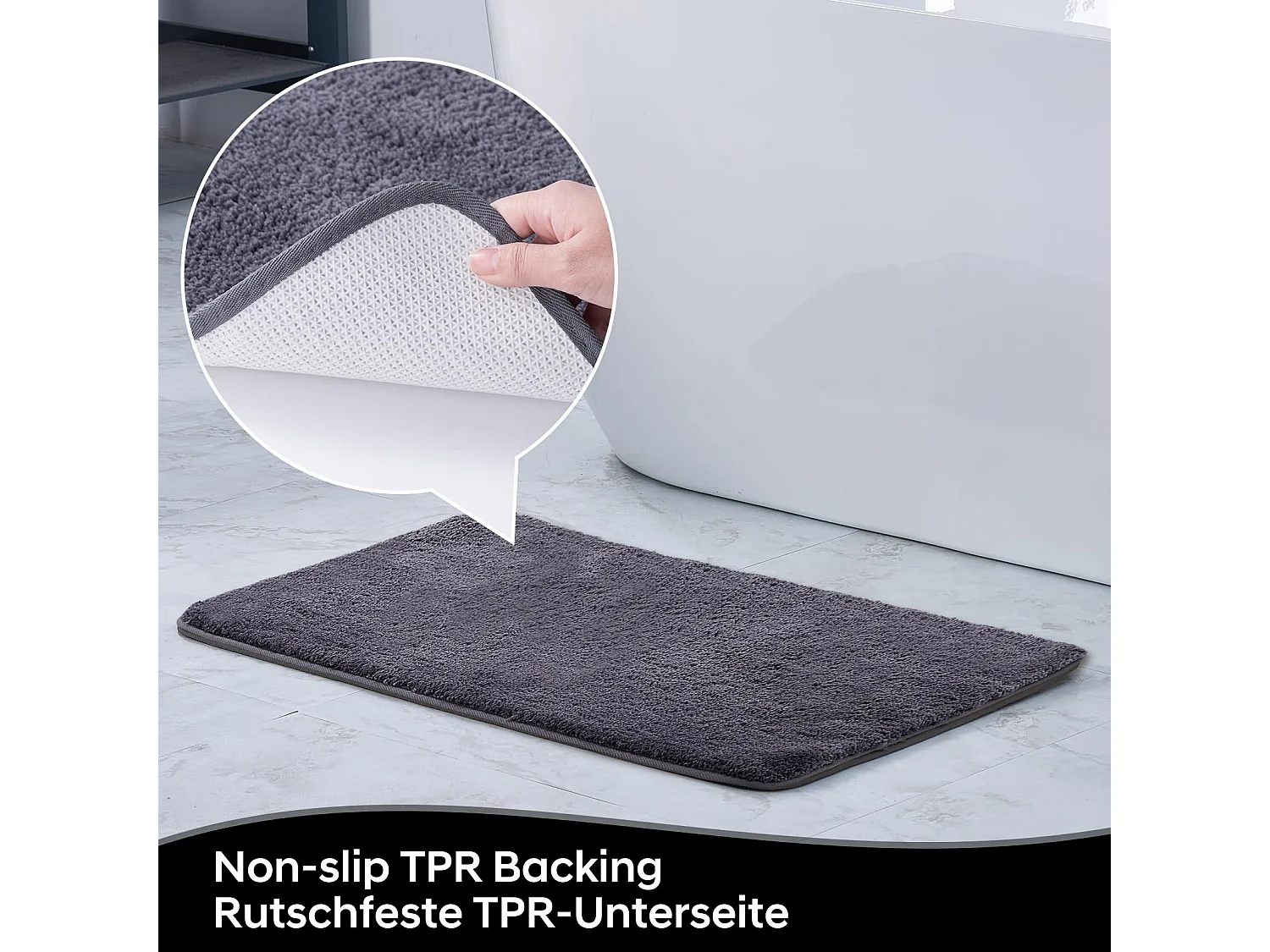 Tapis de Bain en Microfibre 50x80 cm, Antidérapant, Absorbant et Extra Doux, Séchage Rapide et Lavable en Machine, pour Salle de Bain, Douche et Déco
