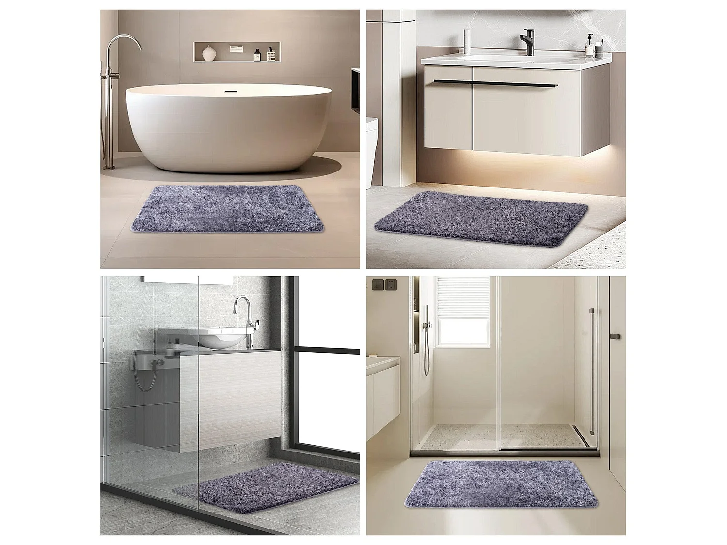 Tapis de Bain en Microfibre 50x80 cm, Antidérapant, Absorbant et Extra Doux, Séchage Rapide et Lavable en Machine, pour Salle de Bain, Douche et Déco