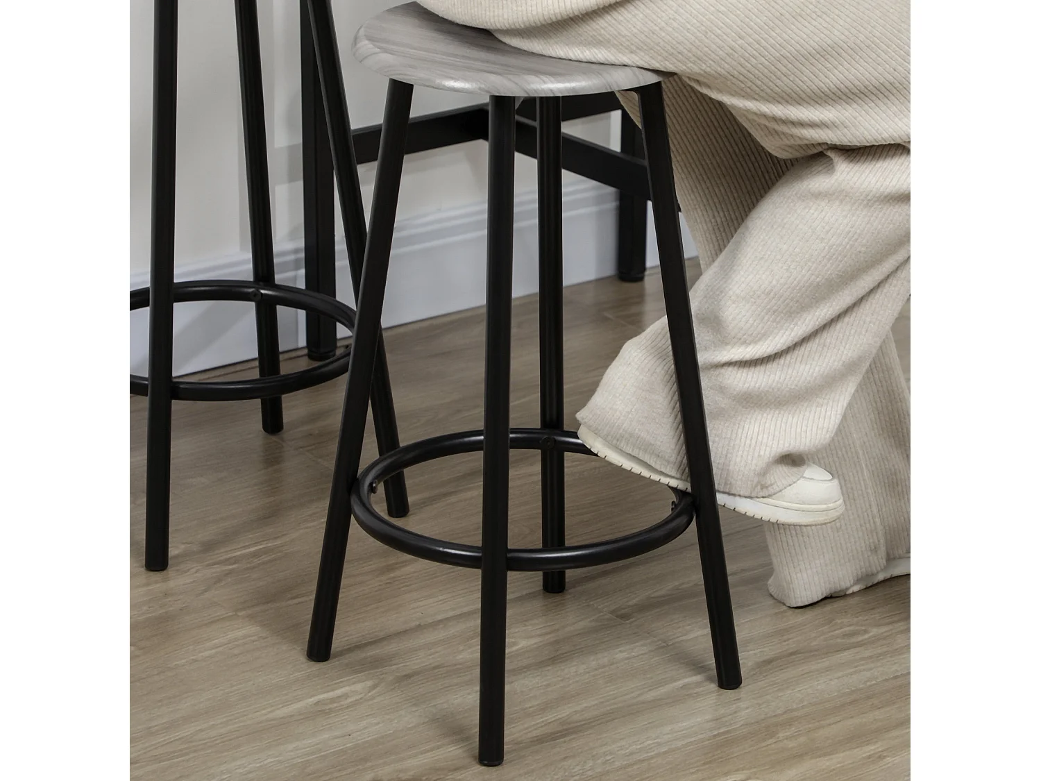 Finani 5 Piece Industrial Bar Table and Stool Set Grey and Black