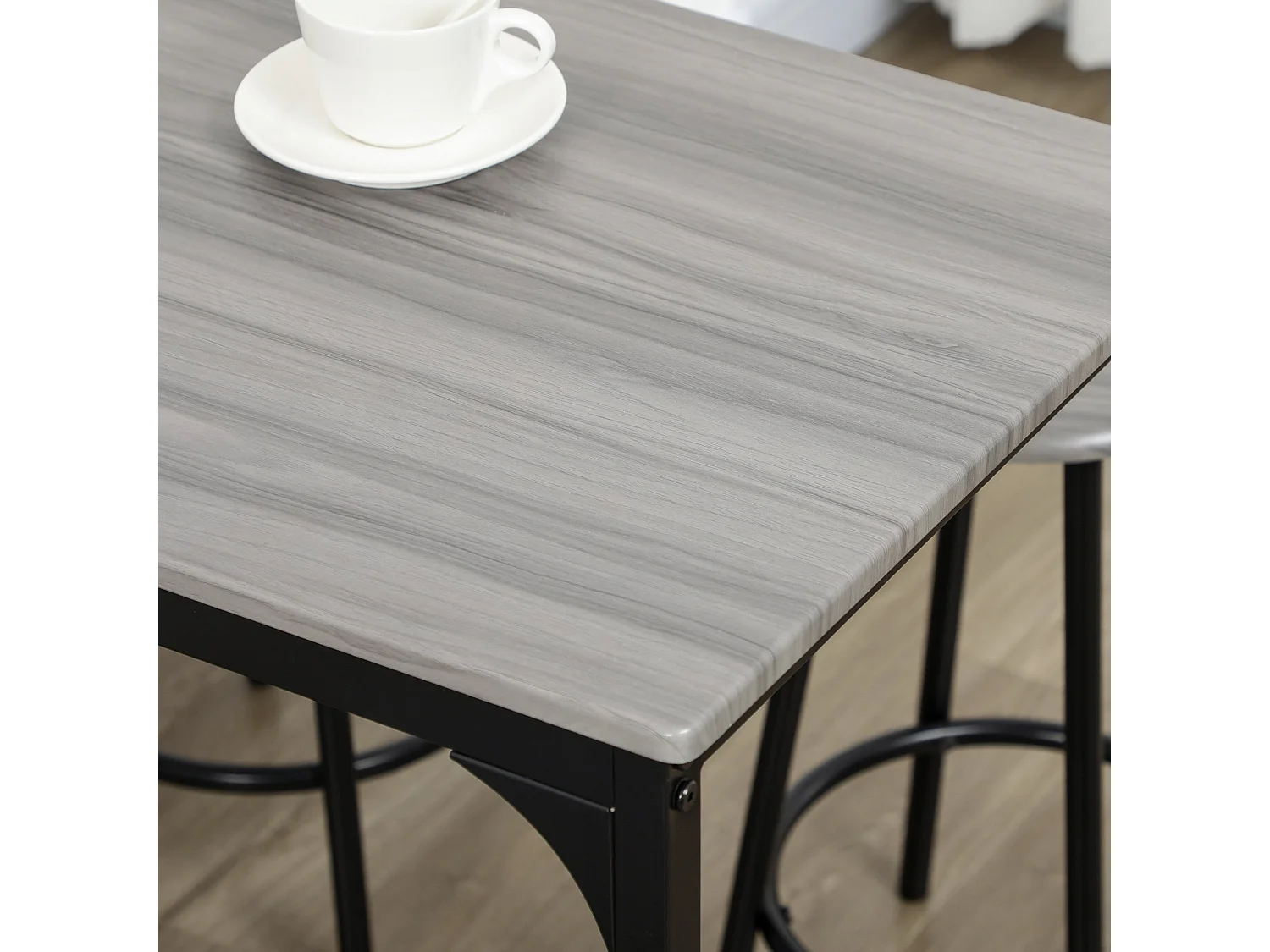 Finani 5 Piece Industrial Bar Table and Stool Set Grey and Black