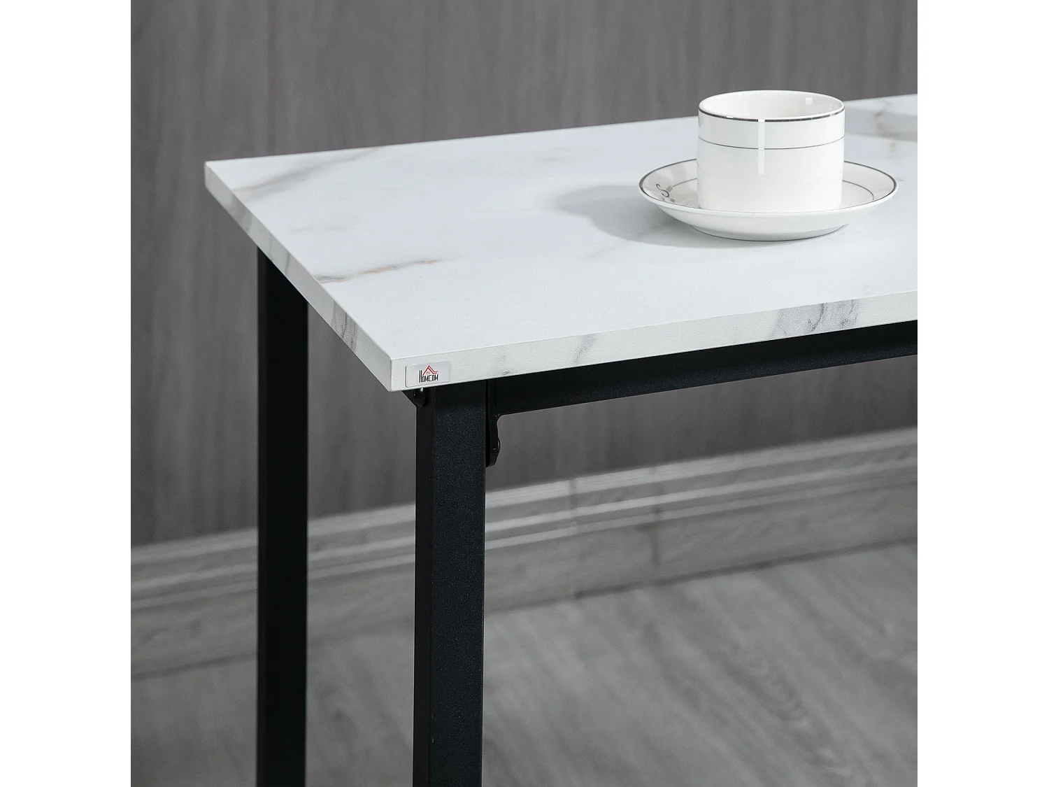 Telano Marble Effect White and Black 3 Piece Bar Table and Stool Set