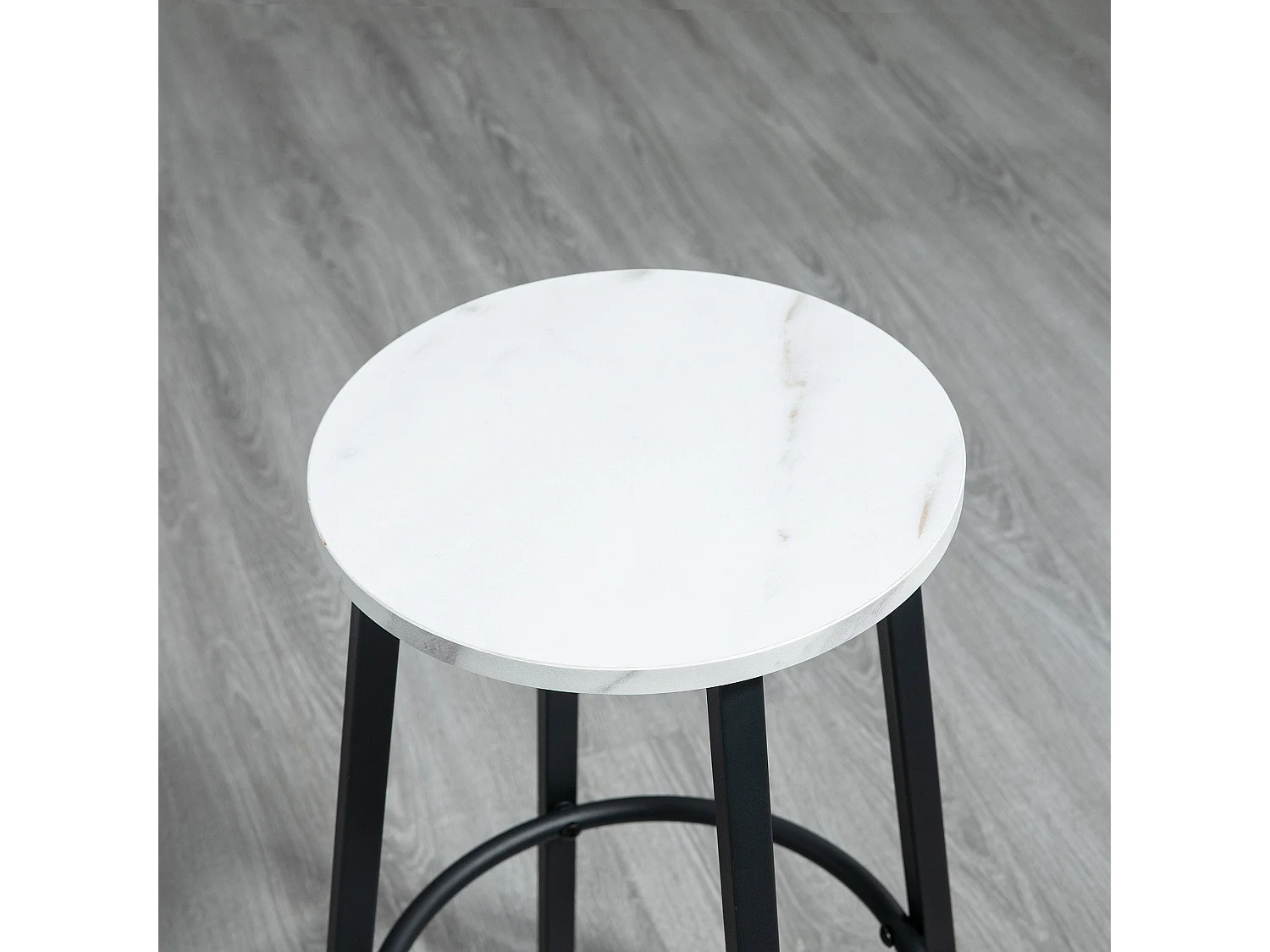 Telano Marble Effect White and Black 3 Piece Bar Table and Stool Set
