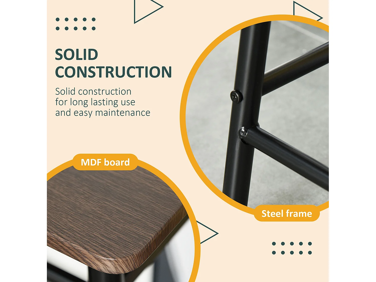 Yoliba 3 Piece Breakfast Bar Table and Stool Set Black and Oak with Storage Shelf