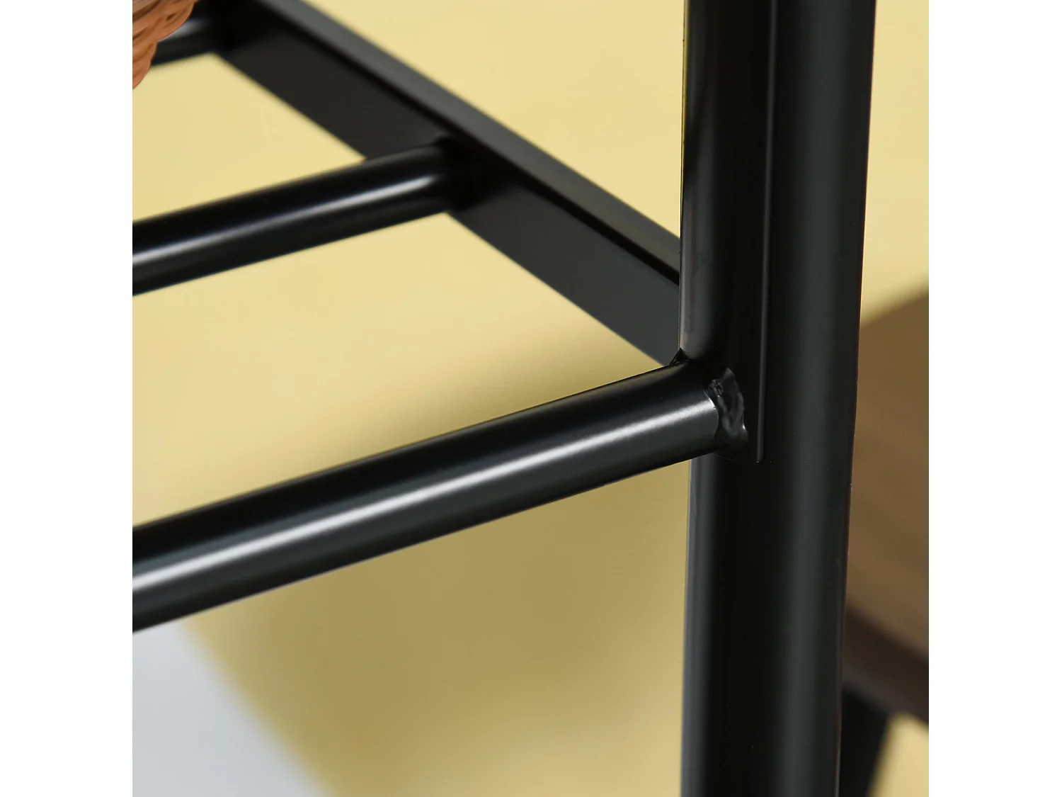 Yoliba 3 Piece Breakfast Bar Table and Stool Set Black and Oak with Storage Shelf