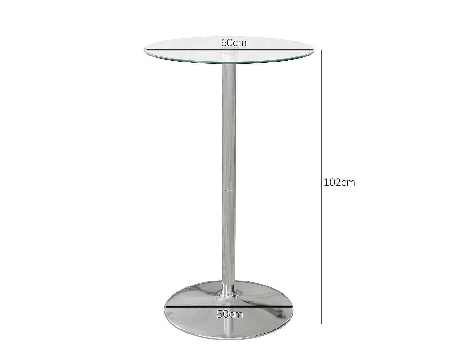Lorapa Metal and Glass Clear High Top Bistro Table for 2 Steel Base