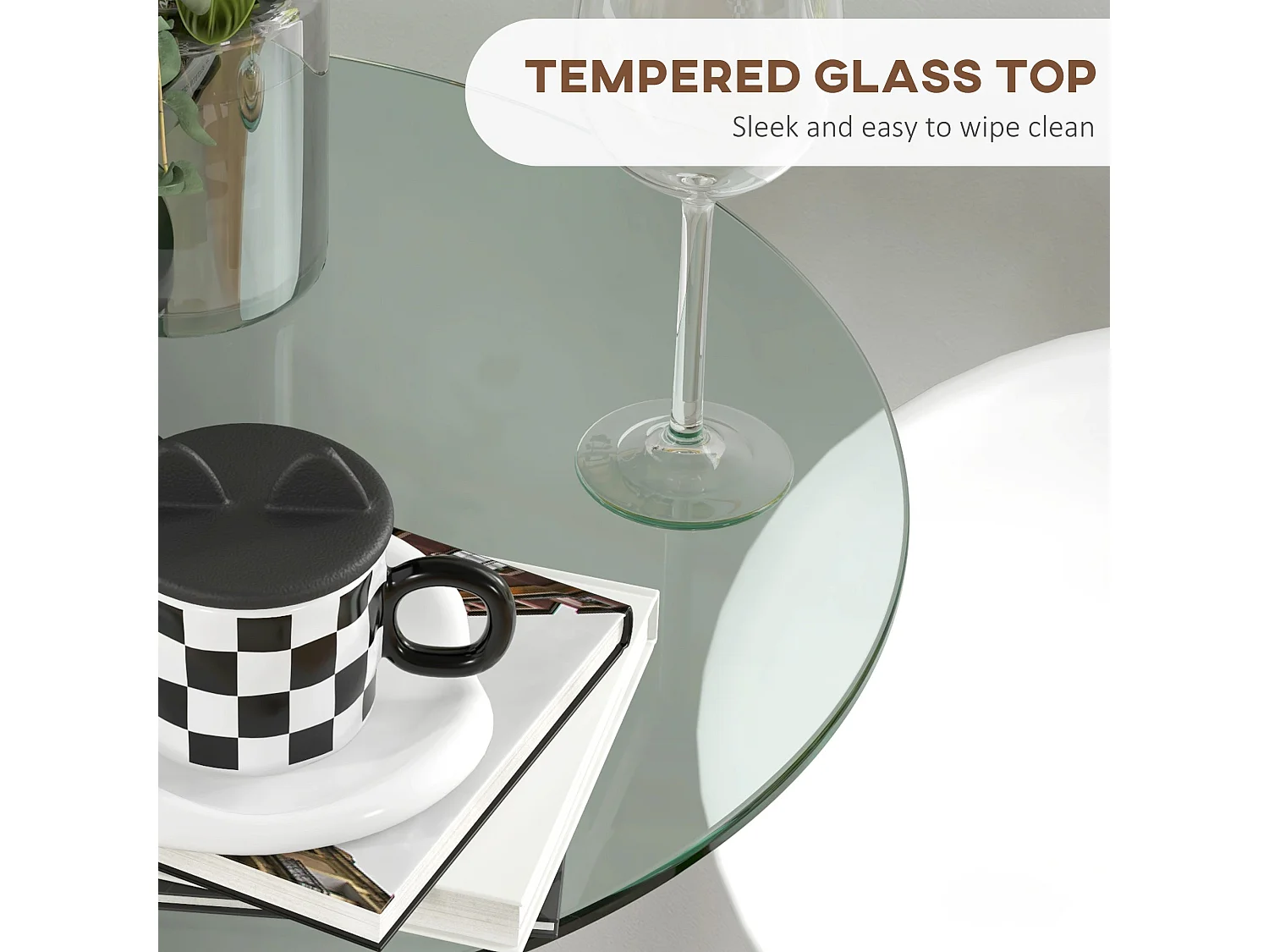 Lorapa Metal and Glass Clear High Top Bistro Table for 2 Steel Base