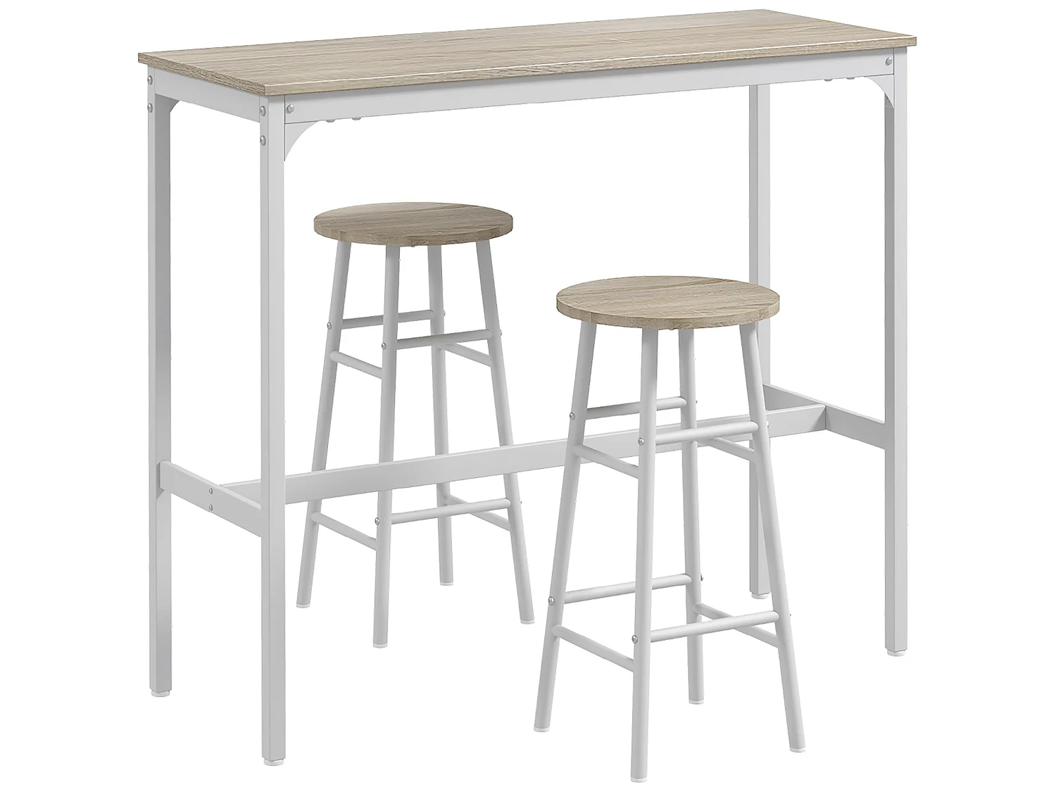 Faro 3 Piece Oak Top Industrial Bar Table and Stools