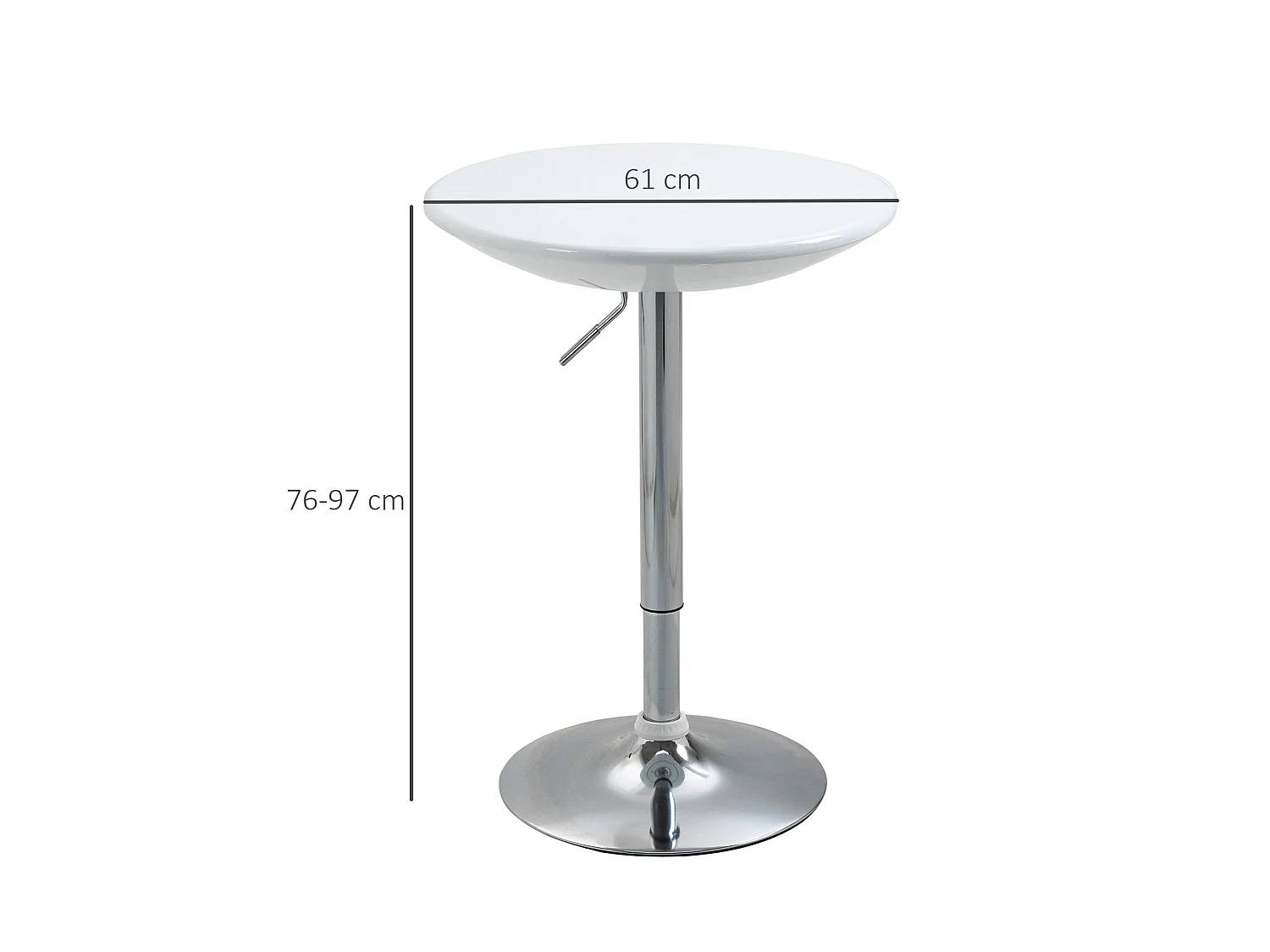 Nisapa White Adjustable Round Bar Table with Swivel Top and Steel Base