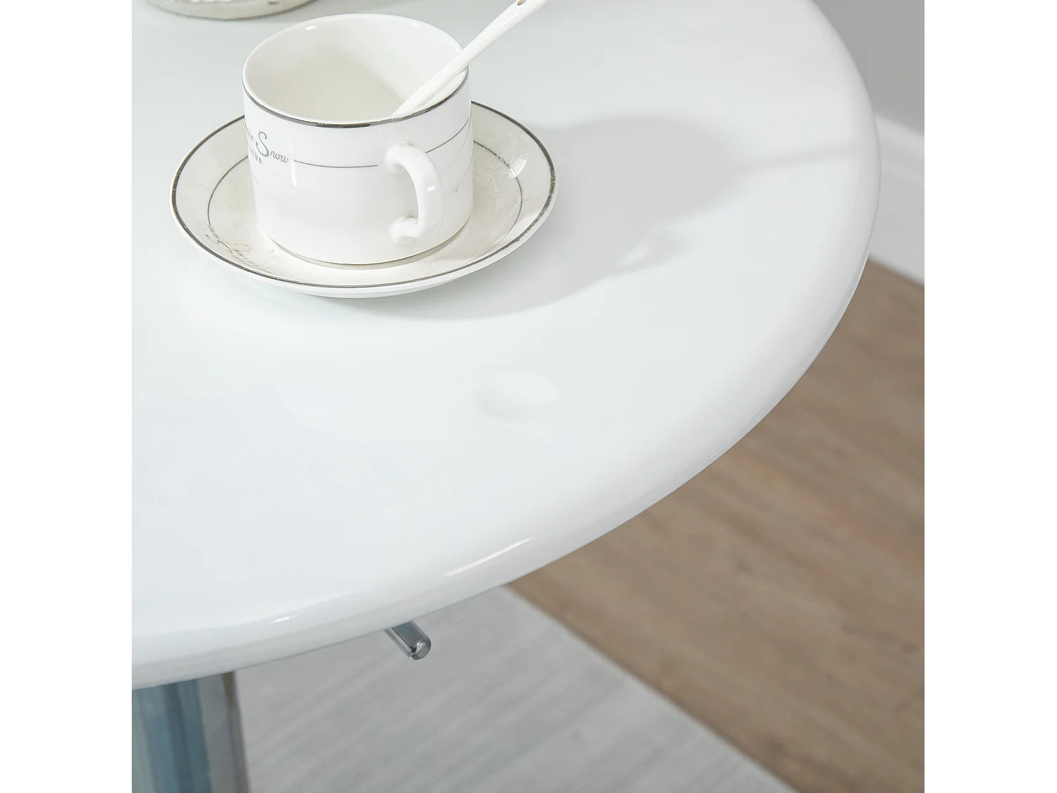Nisapa White Adjustable Round Bar Table with Swivel Top and Steel Base