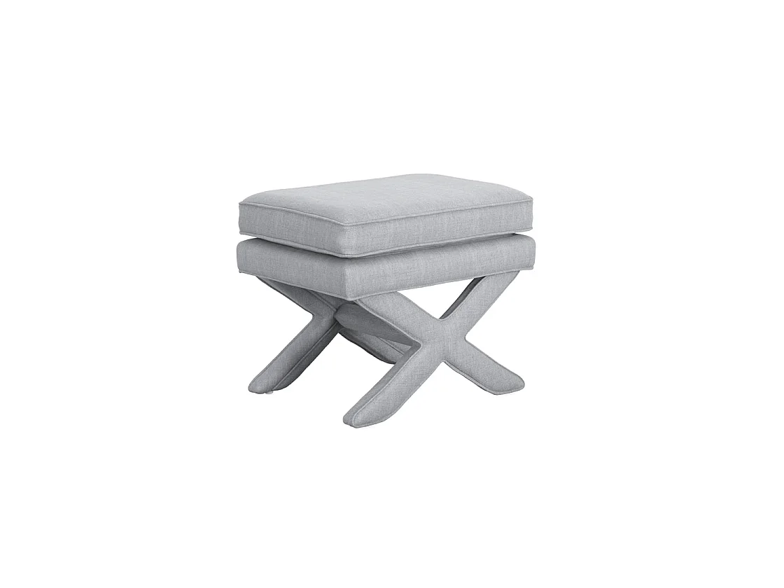 Theodor Light Grey Linen Blend Stool with X Cross Legs