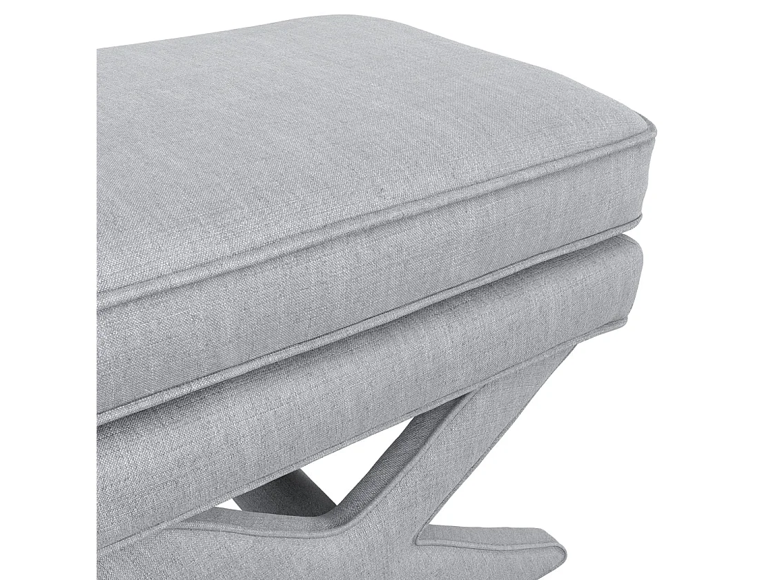 Theodor Light Grey Linen Blend Stool with X Cross Legs