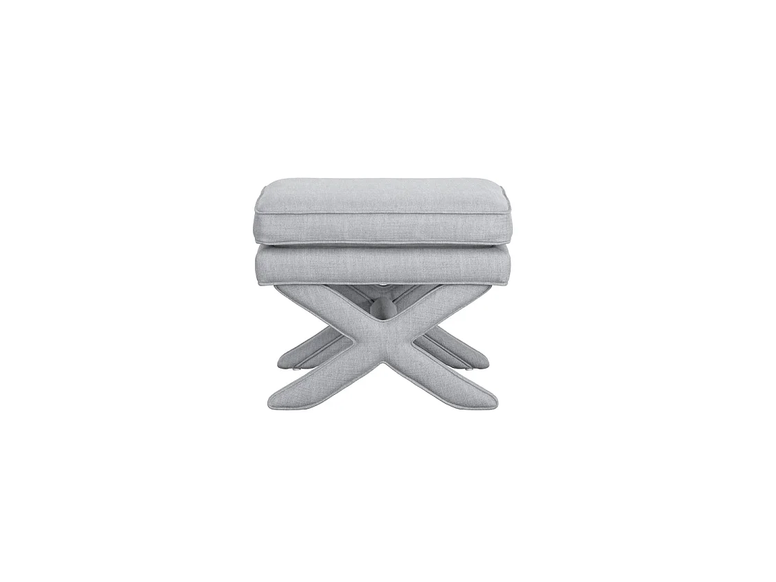 Theodor Light Grey Linen Blend Stool with X Cross Legs