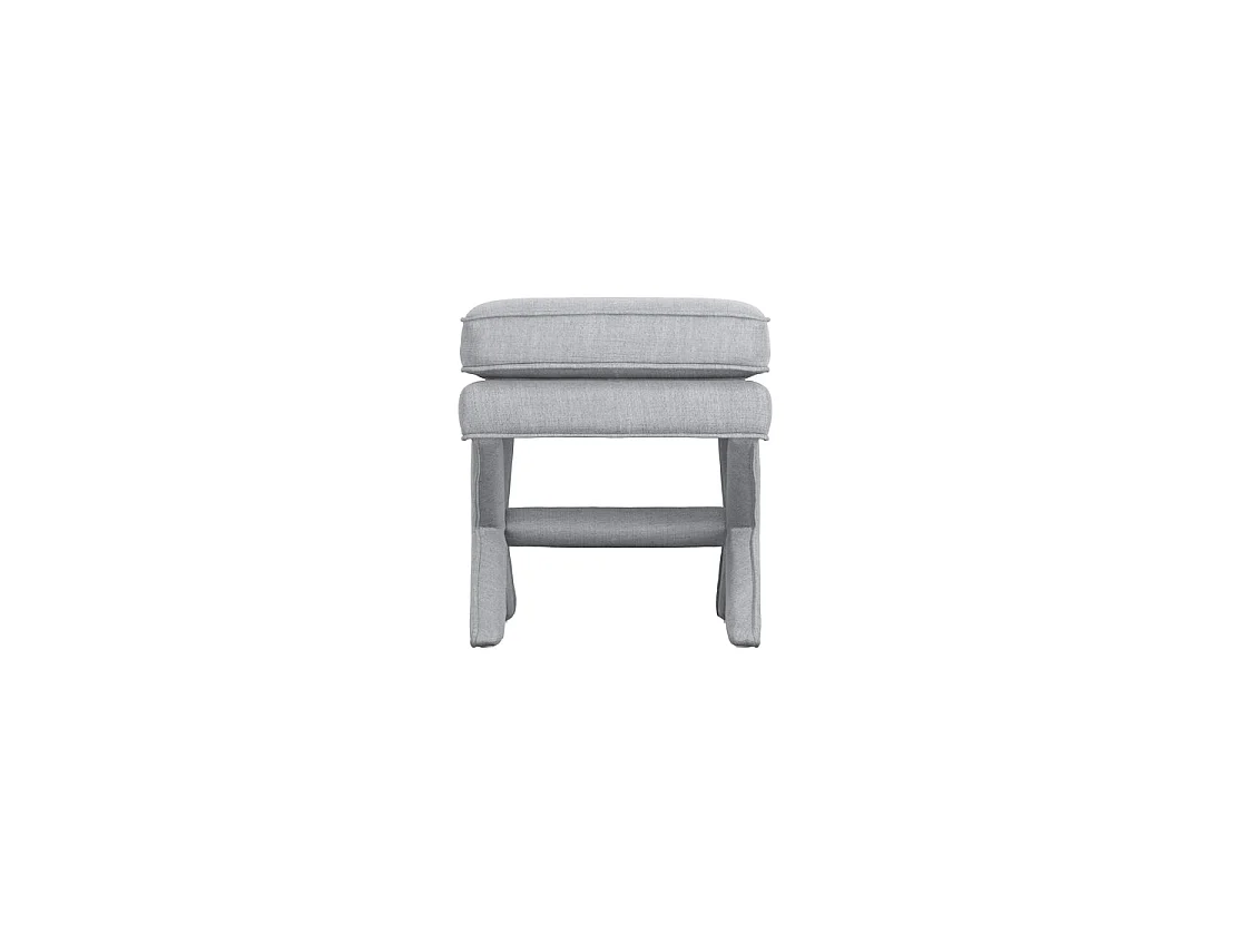 Theodor Light Grey Linen Blend Stool with X Cross Legs